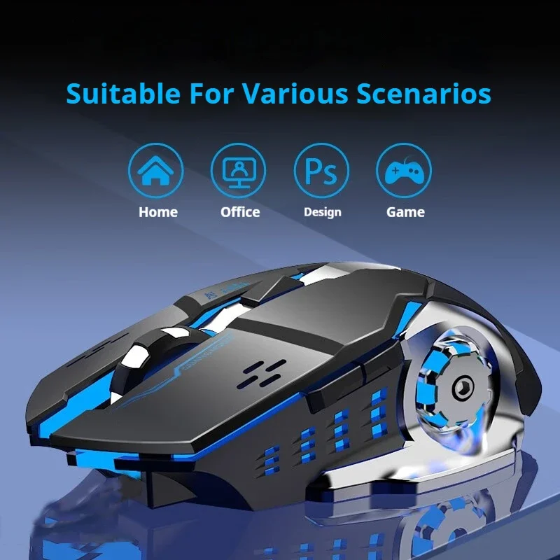 EWEADN G306 Gaming Mouse 2.4G Bluetooth Silent Rechargeable Mouse Ergonomic E-Sports Metal Mechanical Mouse for Gaming Office PC