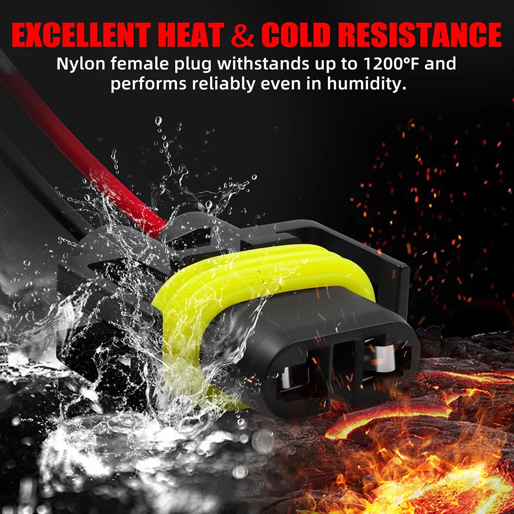 2PCS H11 Female Bulb Socket Plug Adapter Connector Holder Base Car Lamp Extended Wire Headlight Fog Light