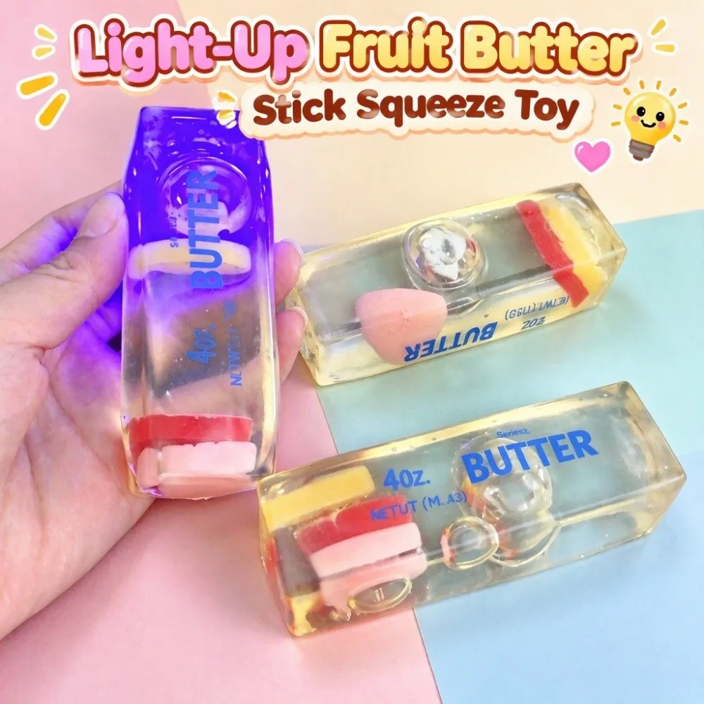 Gadget Soft Butter Stick Squeeze Toy Lights Up Slow Rebound Butter Stick Squishy Toy Silicone Realistic Fidget Toy Anxiety