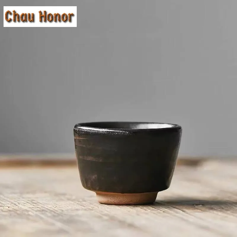 

2pc/set Japanese Rough Pottery Ceramic Teacup Hand Clumsy Horse-hoof Cup Creative Stoneware Master Cup Tea Bowl Kung Fu Teaset