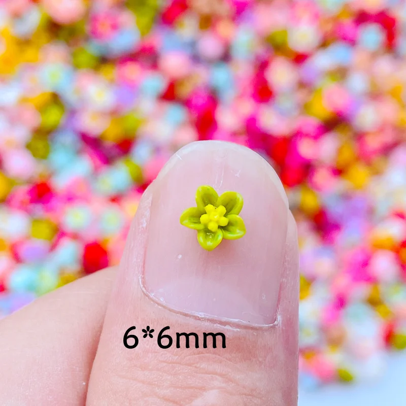 100 pz nuovo 6mm carino misto Mini fiore posteriore piatto cabochon in resina Scrapbooking gioielli fai da te decorazione artigianale accessori J57