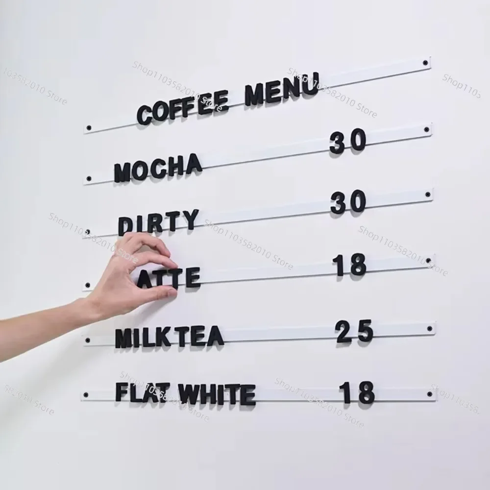 White Magnetic Fridge Sticker Menu Cafe or Cafeteria Letter Number Black Bar EVA Foam, Magnetic Suction