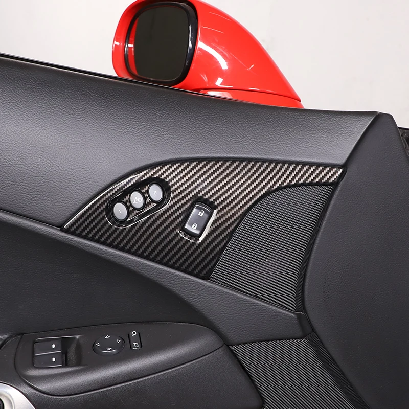 cheya ABS Carbon Fiber Car Window Glass Lift Center Console Gear Panel Frame Gearbox Head Cover for Chevrolet Corvette C6 05-13