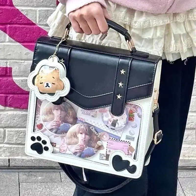 

Сине-белые милые рюкзаки Ita для девочек, прозрачный карманный униформа Jk, сумка Kawaii, квадратная сумка на плечо, маленькая сумка для боли в консервативном стиле