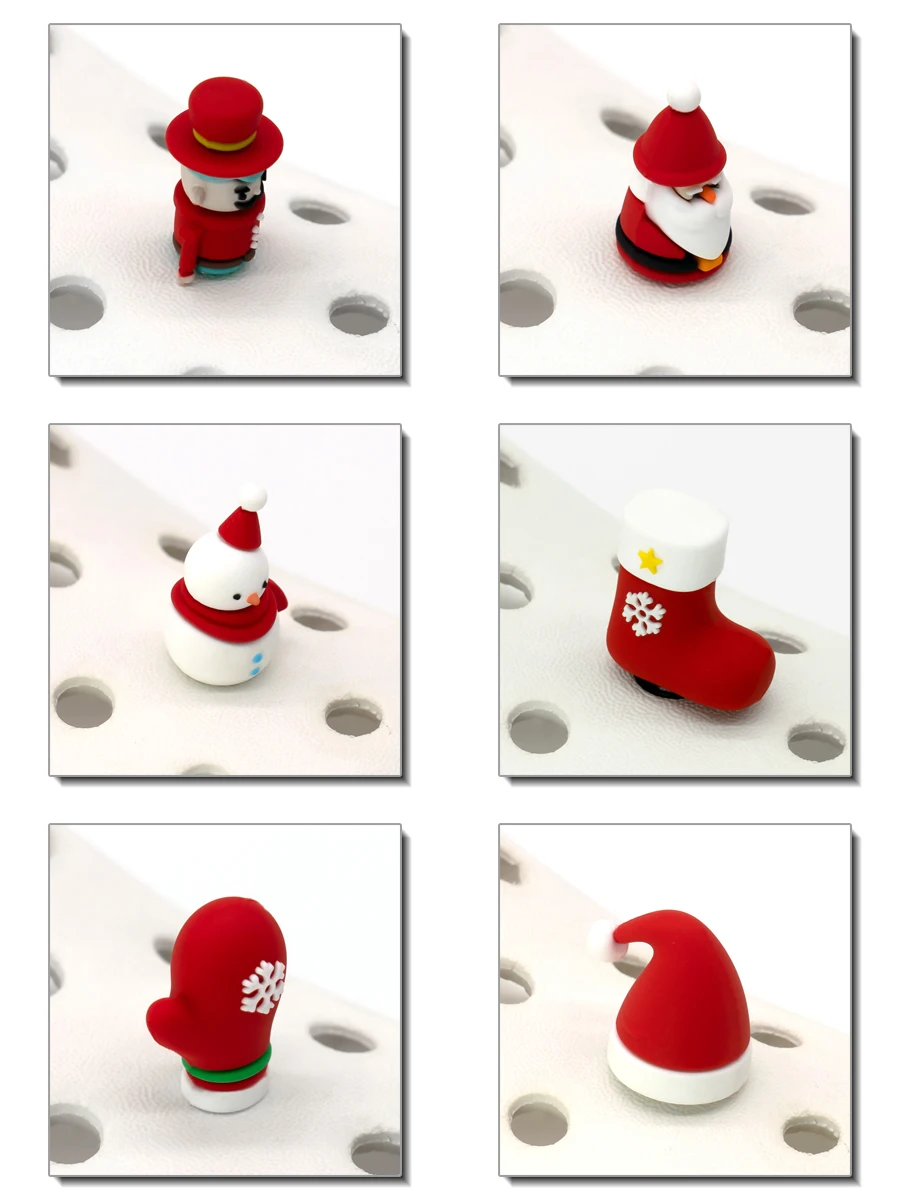 1/7pcs 3D Christmas Shoe Charms Santa Claus Snowman Shoe Decorations Xmas Hat Gloves Socks Pins for Girl Boy Kids Gifts