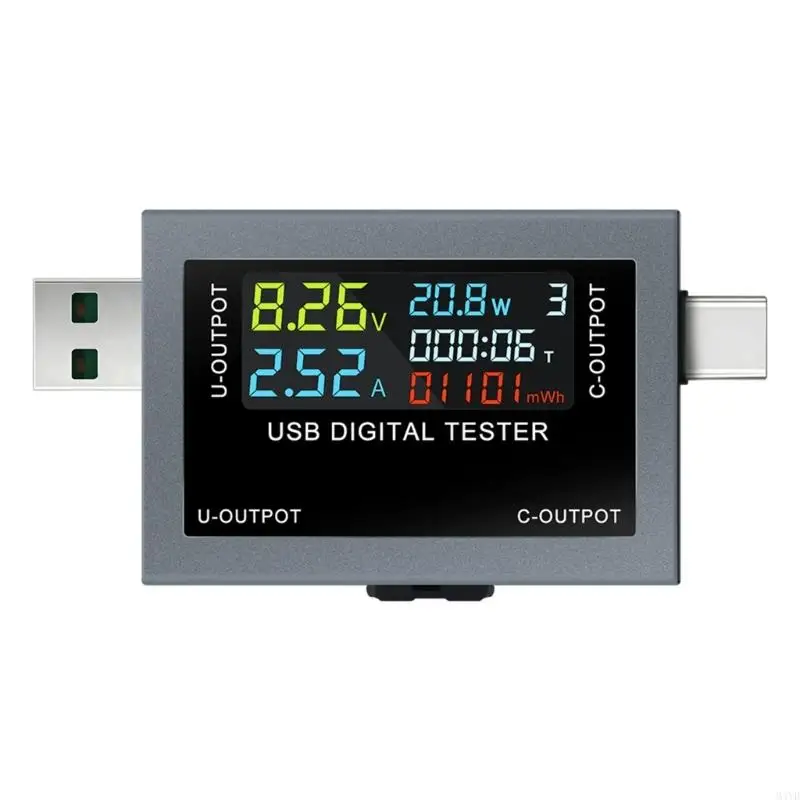 USB Electrical Tester with 4-30V and 0-5A Measurement Limits, Integrated Color Screen, Identification, and 9-Group M4YD