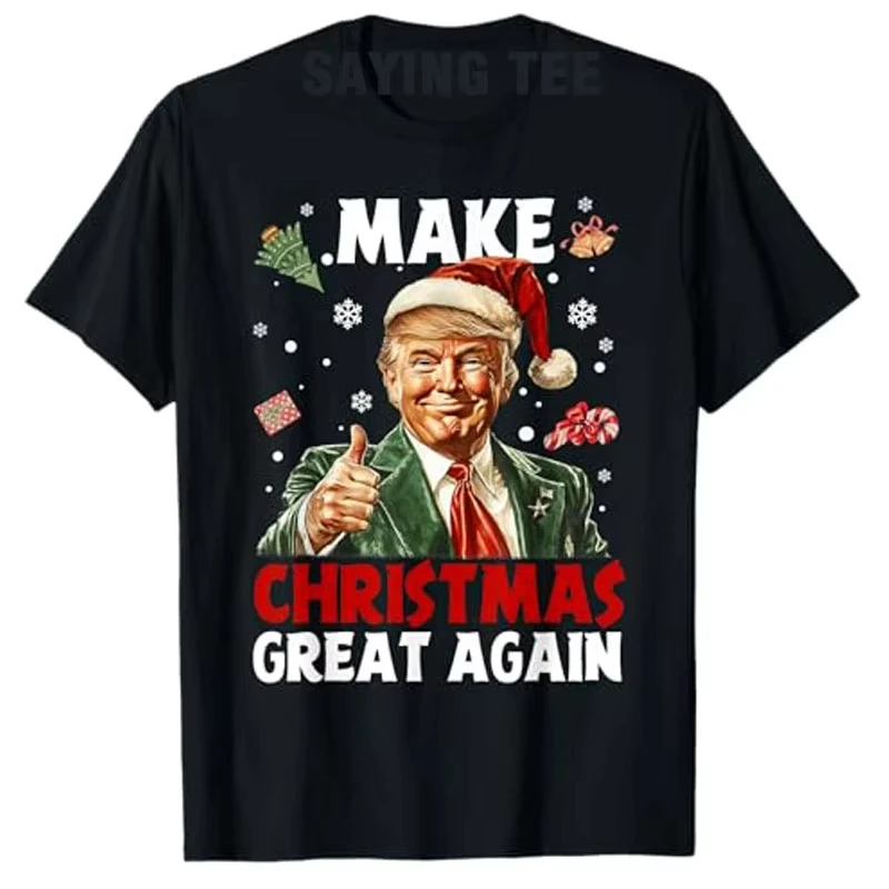 

Make Christmas Great Again Santa Funny Trump Xmas Pajamas T-Shirt Novelty Gift Humor Holiday Clothes Fashion Saying Tee Y2k Top