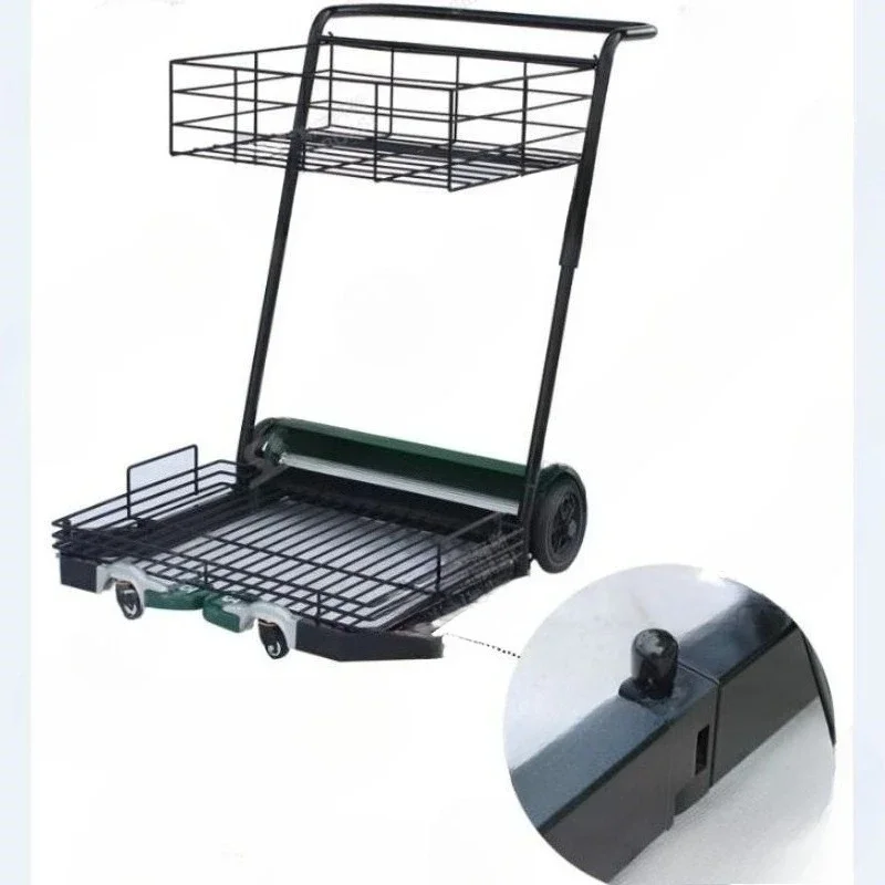 Portable tennis ball pick-up cart, ball pick-up machine, hand-push ball pick-up device