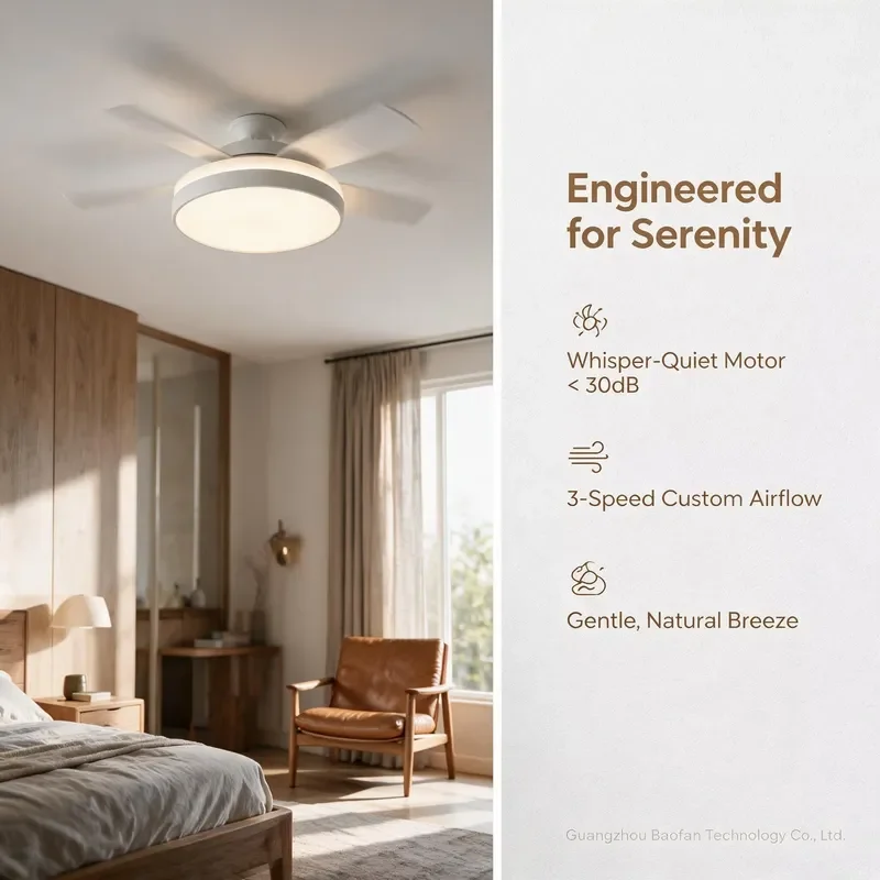 Silent AC Motor LED Ceiling Fan Light 6 Speeds Remote Control Dimmable 3 Color Temps CRI97 for Bedroom Living Room Home Decor