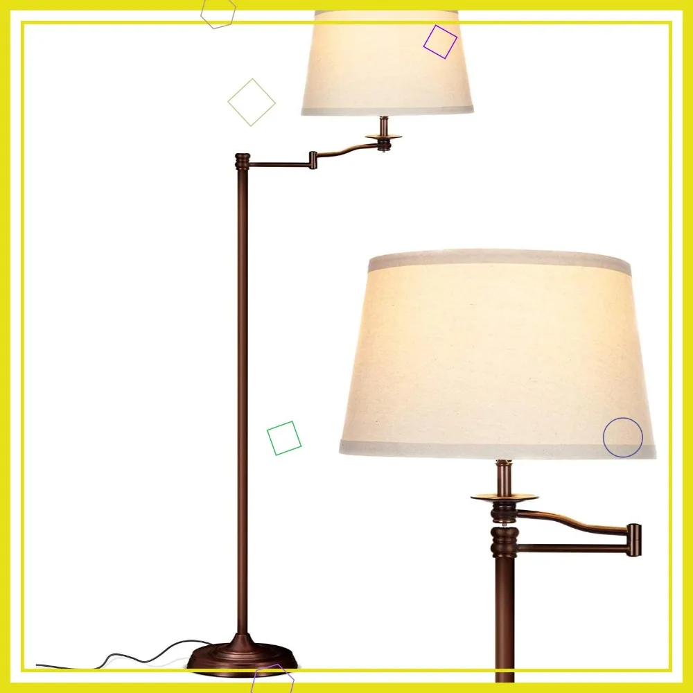 

Industrial Bronze LED Floor Lamp with Swing Arm for Living Room & Office - Tall Standing Light