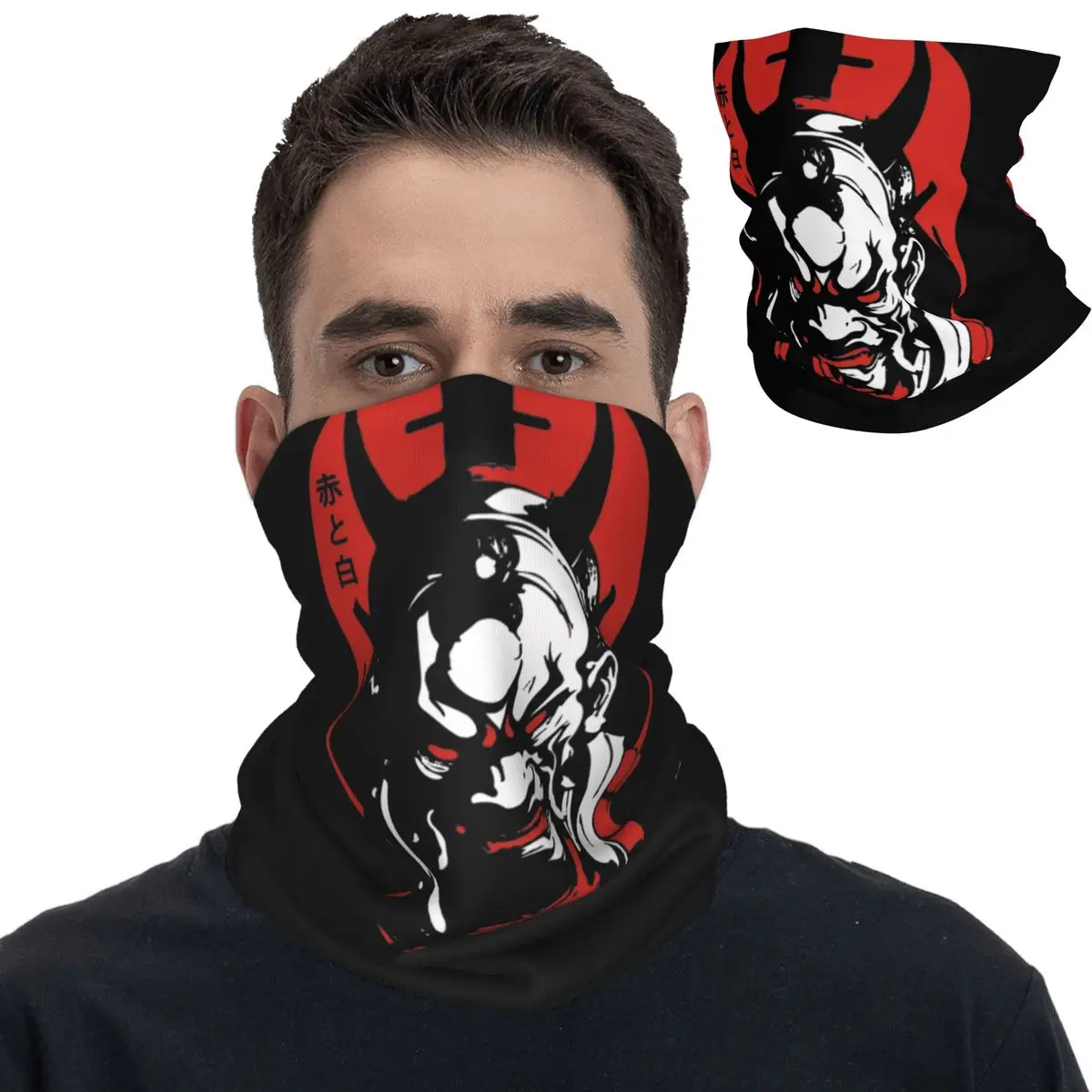 Japanese Samurai Oni Bandana Neck Cover Printed Anime Mask Scarf Multi-use Face Mask Running for Men Women Adult Winter