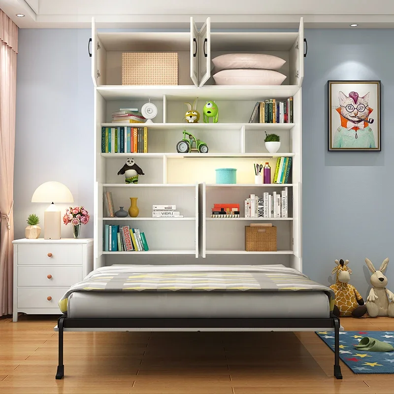 2026Nordic Style Integrated Double Wardrobe Bed Multifunctional Hidden Flip Bed with Folding Storage Wall Murphy Beds - view 3