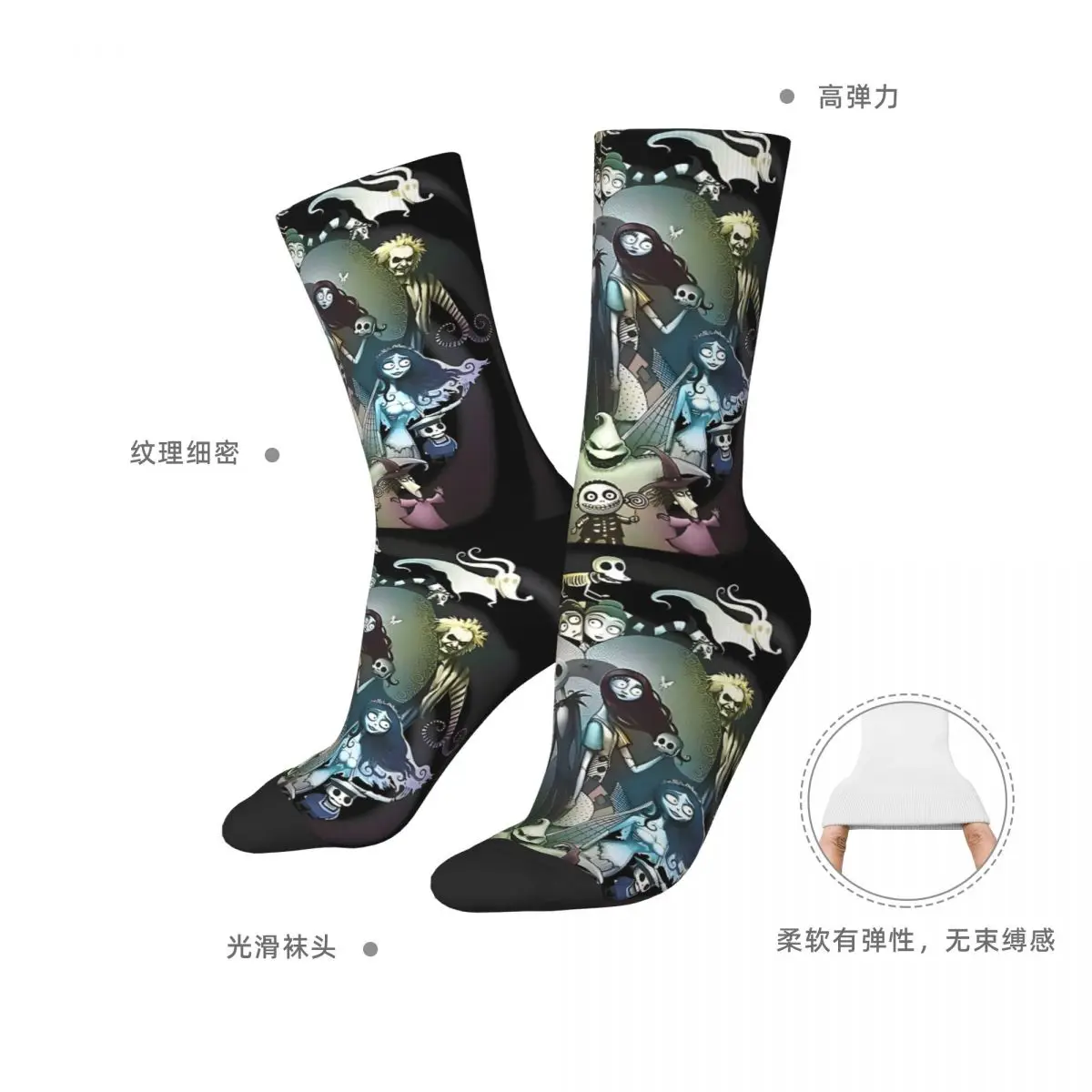 Skellington سالي وجاك الجوارب الرجال النساء عادية كابوس قبل عيد الميلاد الجوارب Harajuku الخريف الشتاء جوارب هدية