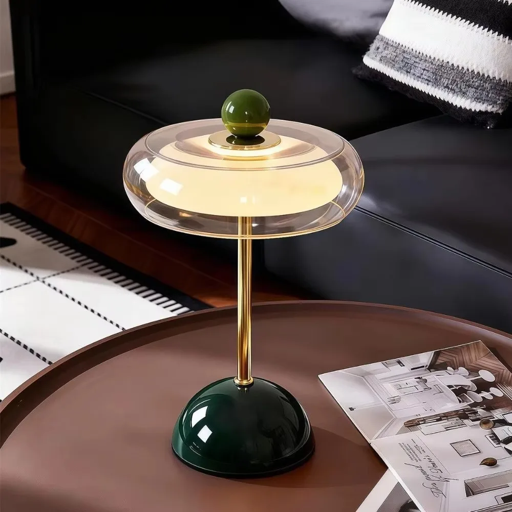 LED Desk Lamp, Mood Light Glass Iron Touch Control Dimmable USB Rechargeable for Bedroom Nightstand Study Office Hotel Decor