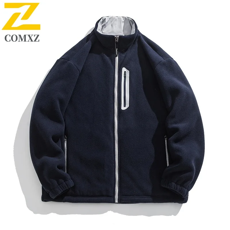 COMXZ الرجال الشتاء سترة وسيم الشارع الشهير عالية الجودة السفر نزهة القطن وسادة مبطنة المشي فضفاض طوق سترات صوفية