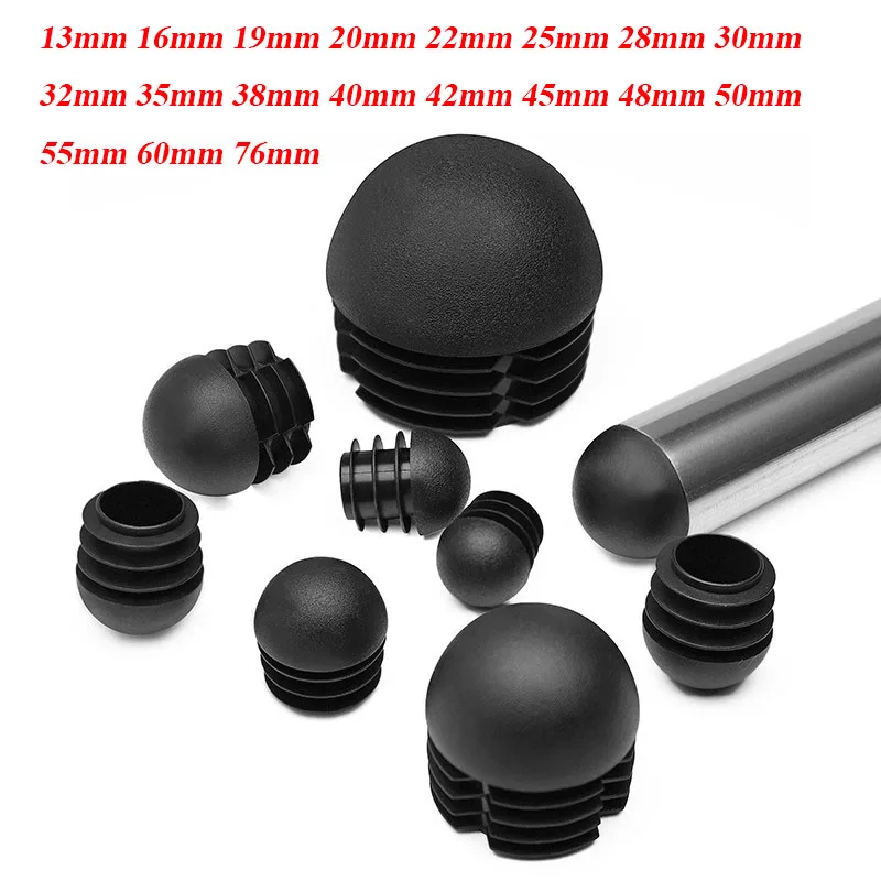 1-20 قطعة 13-76 مللي متر البلاستيك الأسود القبة المستديرة تقطيع نهاية قبعات طاولة أثاث كرسي قدم أنبوب الأنابيب إدراج المكونات حامي غطاء #1