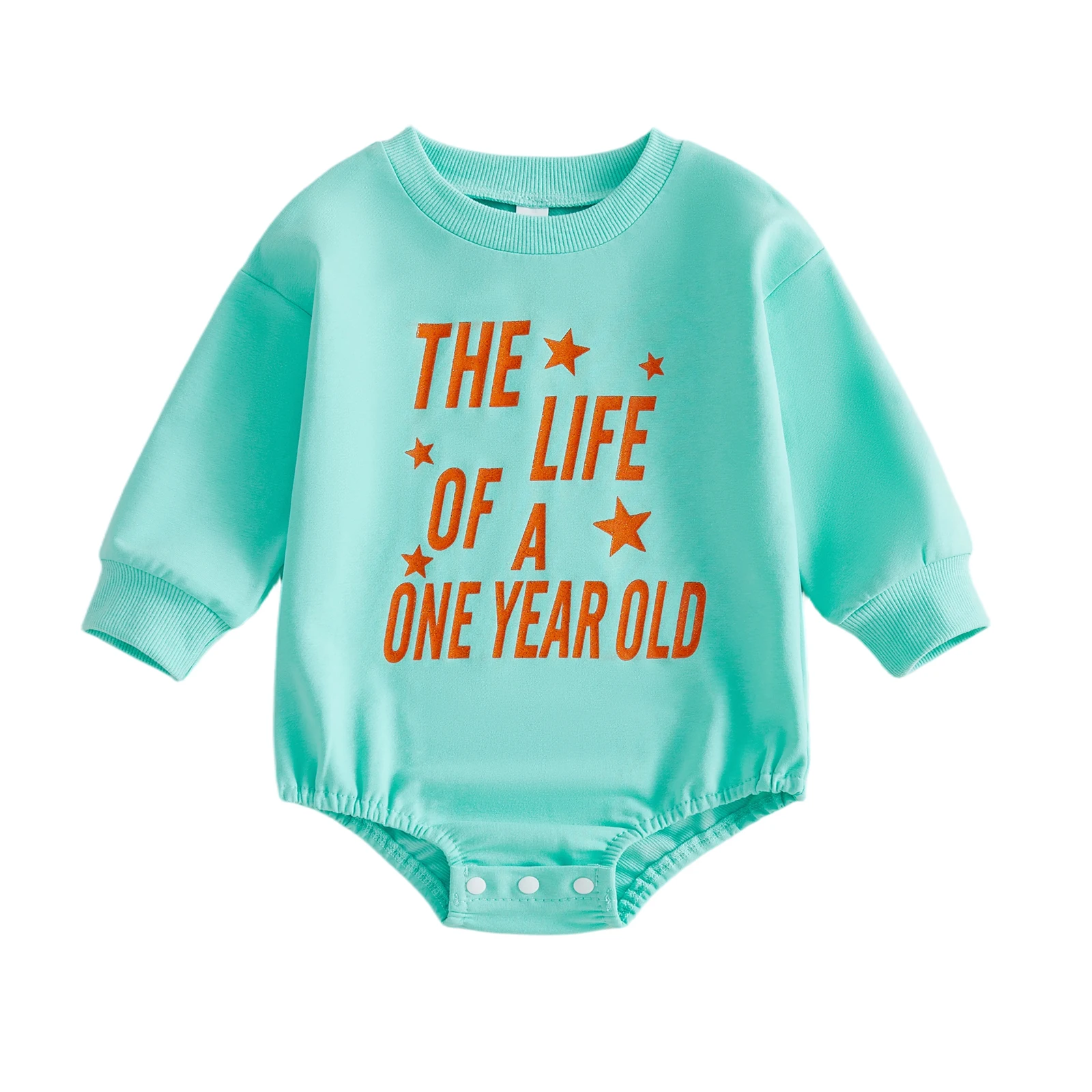 Birthday Baby Girls Romper Long Sleeve Crew Neck Glitter Letters Bodysuit