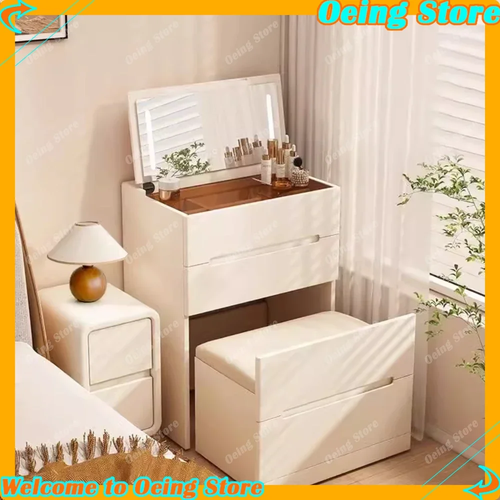 

White Chair Makeup Table Toy Mirror Light Body Bedside Dressing Table Storage Bedroom Tocador De Maquillaje Home Decoration