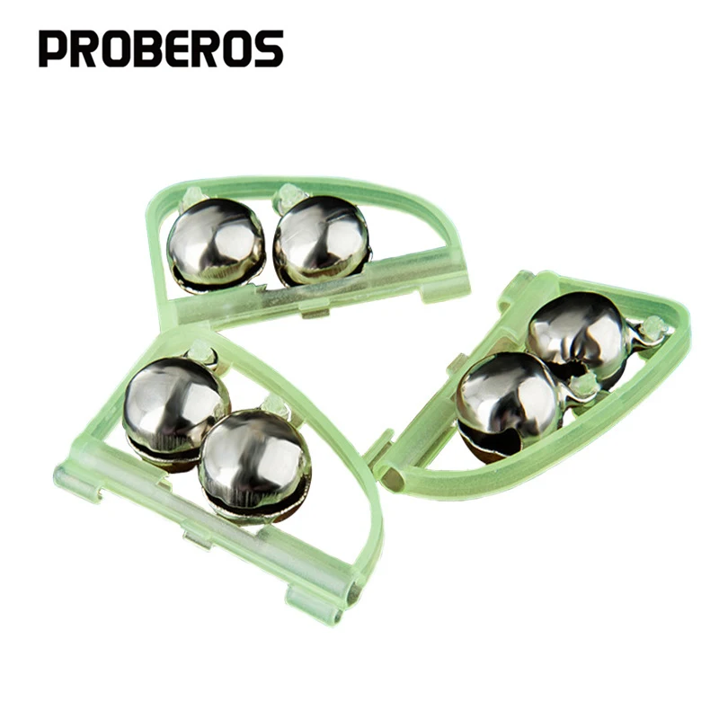 PRO BEROS 10/20Pcs Luminous Fishing Bells Clips Fishing Rod Alarm Bite Alarms Ring Green ABS Outdoor Fishing Accessory