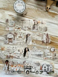 SCS Studio Vintage Ivory Autumn Dream Girl Washi PET Tape for Card Making Decoration DIY Scrapbooking Plan Stickers