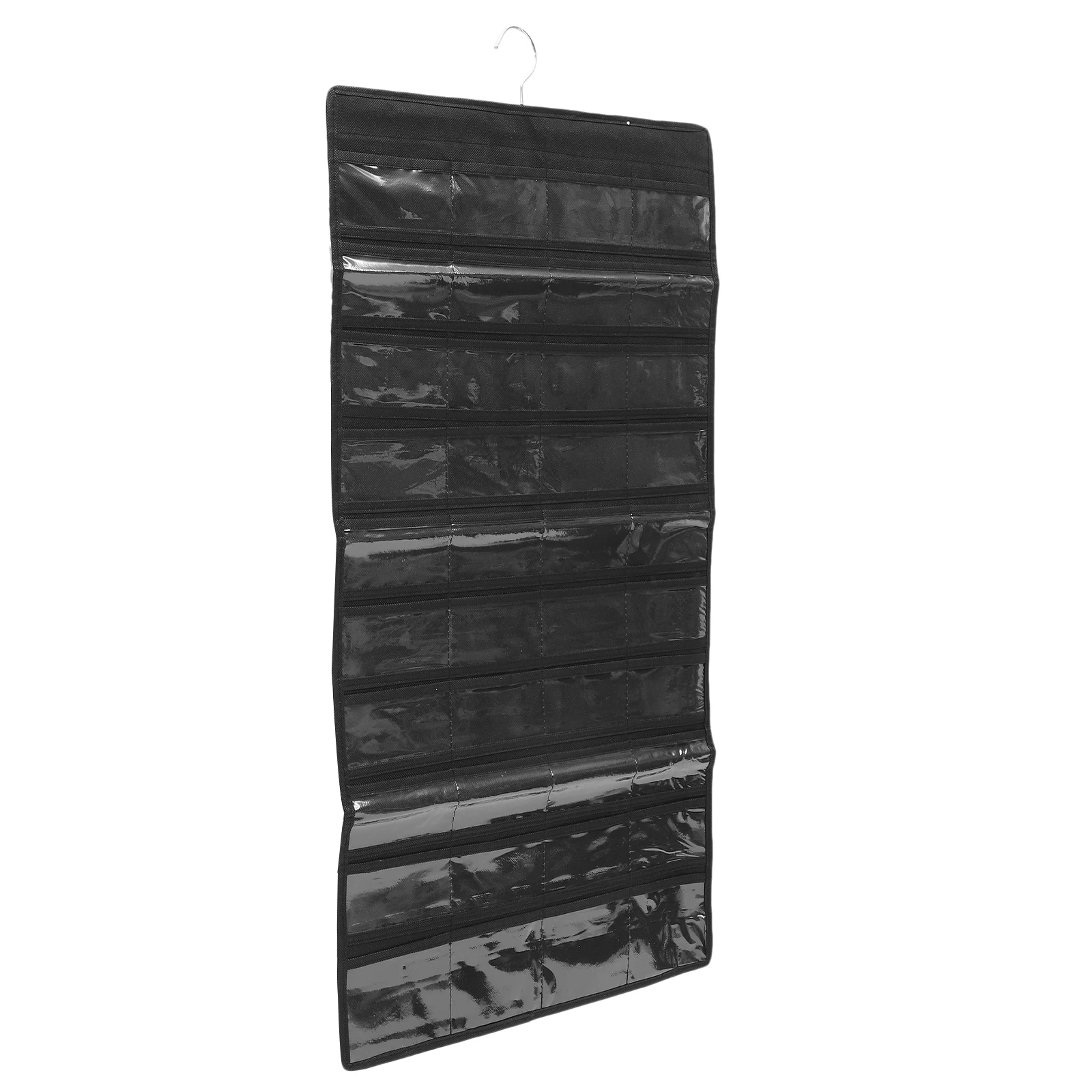 

48 Compartments Jewelry Storage Hanging Bag Transparent PVC Black Organizer Necklace Earring Ring Bracelet Home Storage Solution