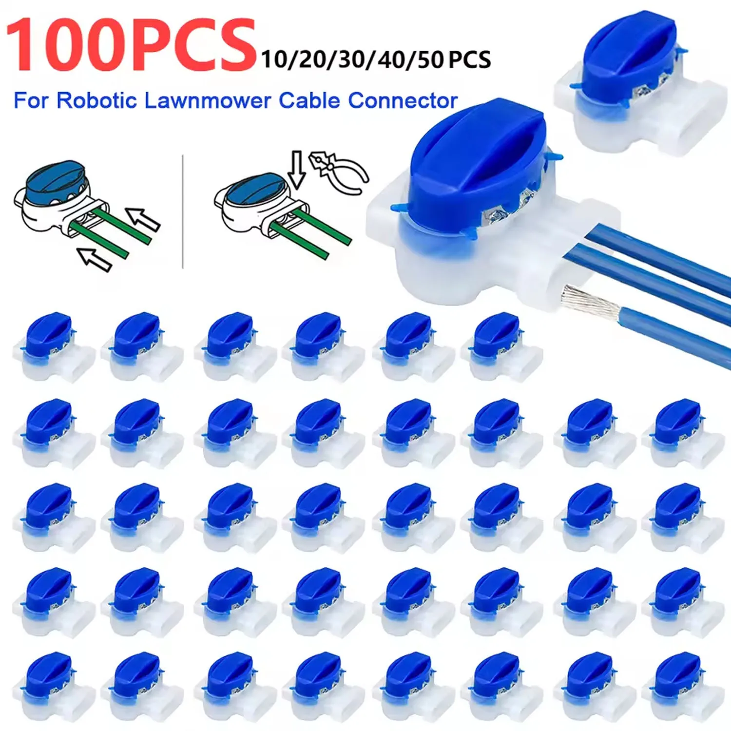 Conector de Cable para Cortacésped Robótico, Conector de Gel, Terminal de 3 Pines, Conectores Eléctricos 314, Accesorios para Cables (10-100 Piezas)
