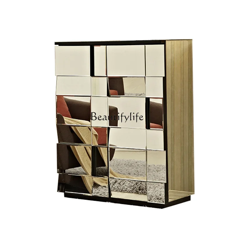 

z.Z.Simple modern living room entrance mirror locker household large-capacity storage cabinet