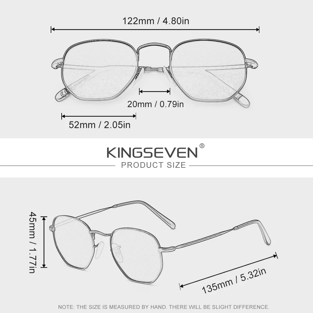 KINGSEVEN موضة السببية سبيكة وصفة طبية النظارات الشمسية قصر النظر مد البصر النظارات الرجال النساء رقيقة إطار عدسة بصرية النظارات