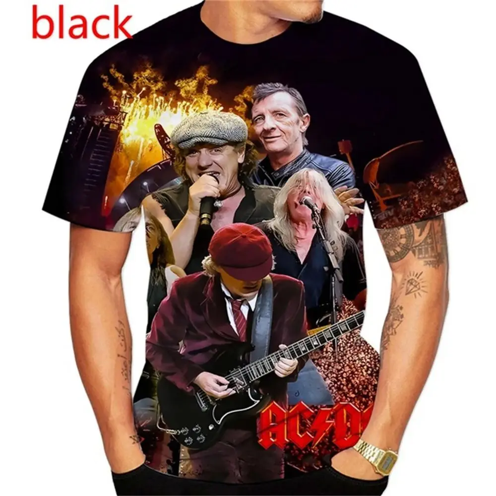 Rock Band T Shirt AC/DC 3D Print Summer Mens Clothing Short Sleeve Tees Hip Hop Fashion Round Neck T-shirt Casual Shirts Tops