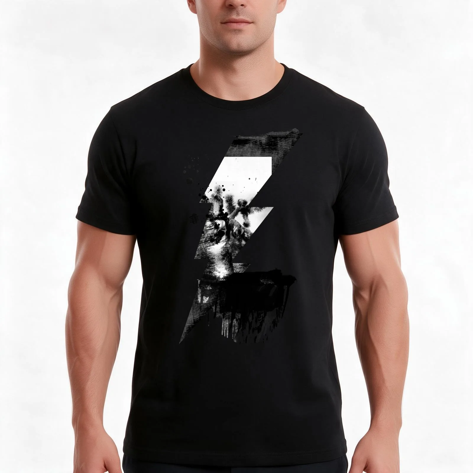 Edge U2 Joshua Tree Lightning Bolt T-Shirt, Summer Casual Cotton Tee, Oversized Streetwear Tops, Vintage Graphic Print