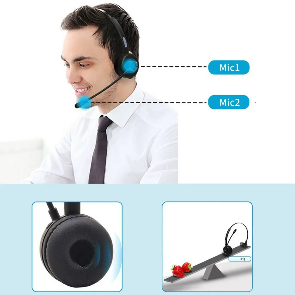 Hot Wireless Bluetooth Headphone Telephone Headset With Microphone for Office Call Center Handsfree Noise Reduction Earphones