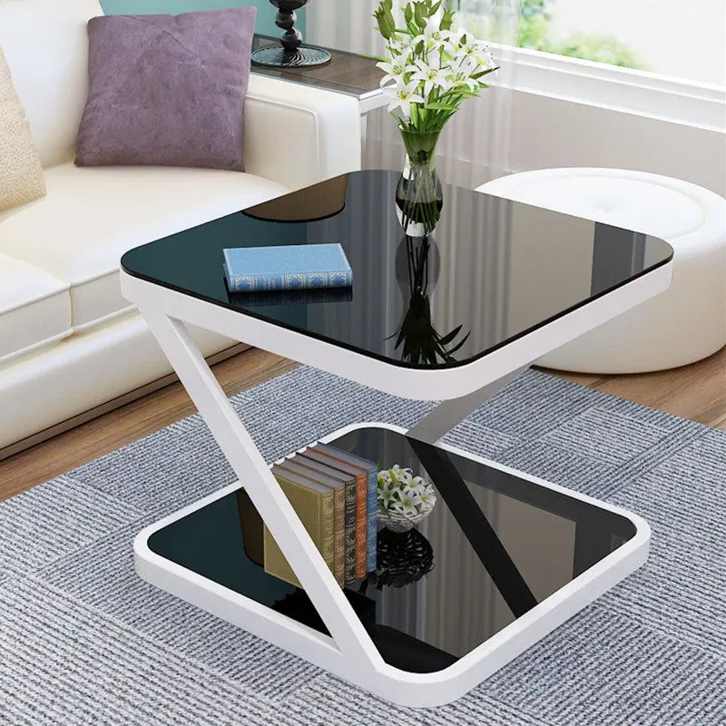 & Small Coffee Table Modern Tempered Glass Living Room Bedroom End Table Sofa Side Table Bedside Phone Stand Creative Feature Ca