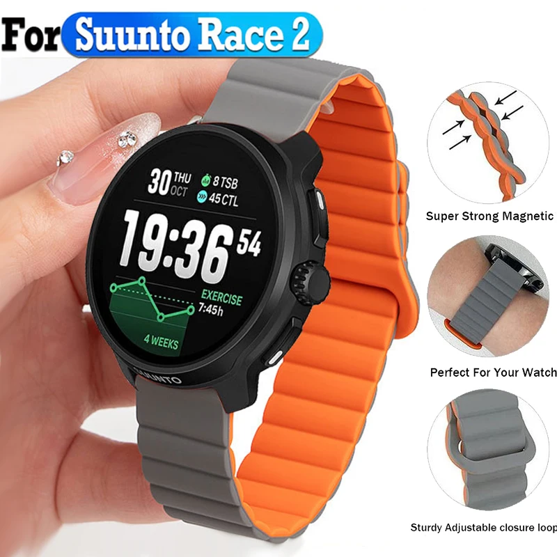 20 مللي متر 22 مللي متر شريط سيليكون مغناطيسي لـ Suunto Race 2/Race Run حزام رياضي لـ Suunto Vertical 2/Ocean/3 3 Fitness/5 9 Peak Pro DLC #1