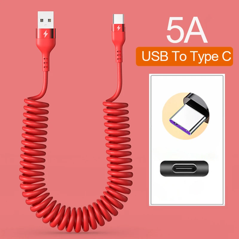 Auto-USB-Typ-C/Kabel Typ C zu Typ C/USB LIGHTNING Schnelles Ladekabel mit Teleskopfunktion für iPhone 16 15 14 Samsung Xiaomi OnePlus