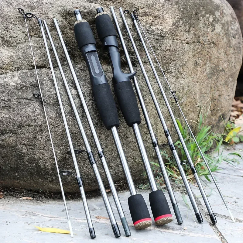 Sougayilang 5 Sections 2.1m Spinning Casting Fishing Rods Ultralight Weight Carbon Fiber for Travel Freshwater Fishing Pesca