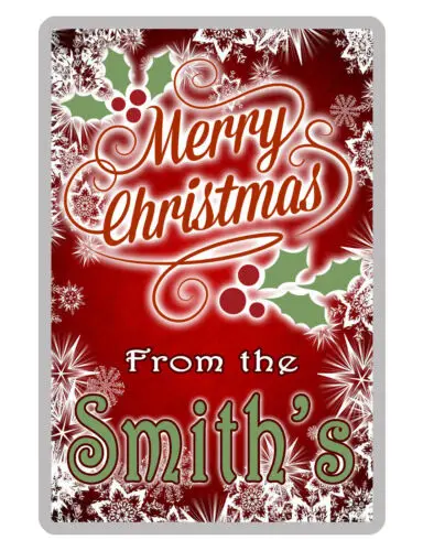 PERSONALIZED CHRISTMAS SIGN *YOUR NAME* ALUMINUM FULL COLOR HI GLOSS  MCP#0613