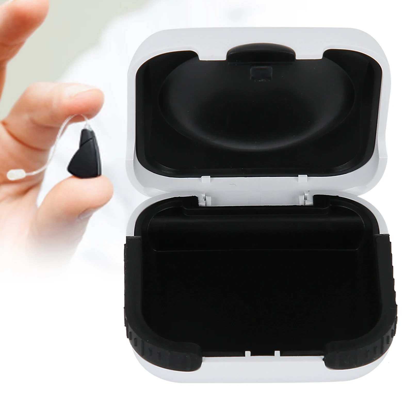 Hearing Aid Case Portable Hearing Aid Hard Protective Hard Storage Box Organizer for Sound Amplifier Hearing Aid Tool White