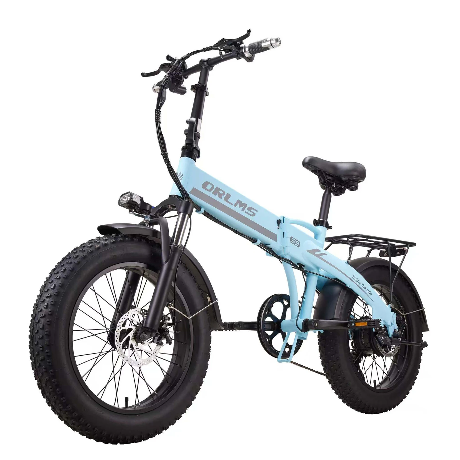 Vouwbare elektrische fiets ORLMS S9F elektrische mountainbike 48V13AH lithium batterij volledige vering max. snelheid 45 km/u E-bike 20*4.0 inch all-terrain vetband stadsfiets voor volwassenen