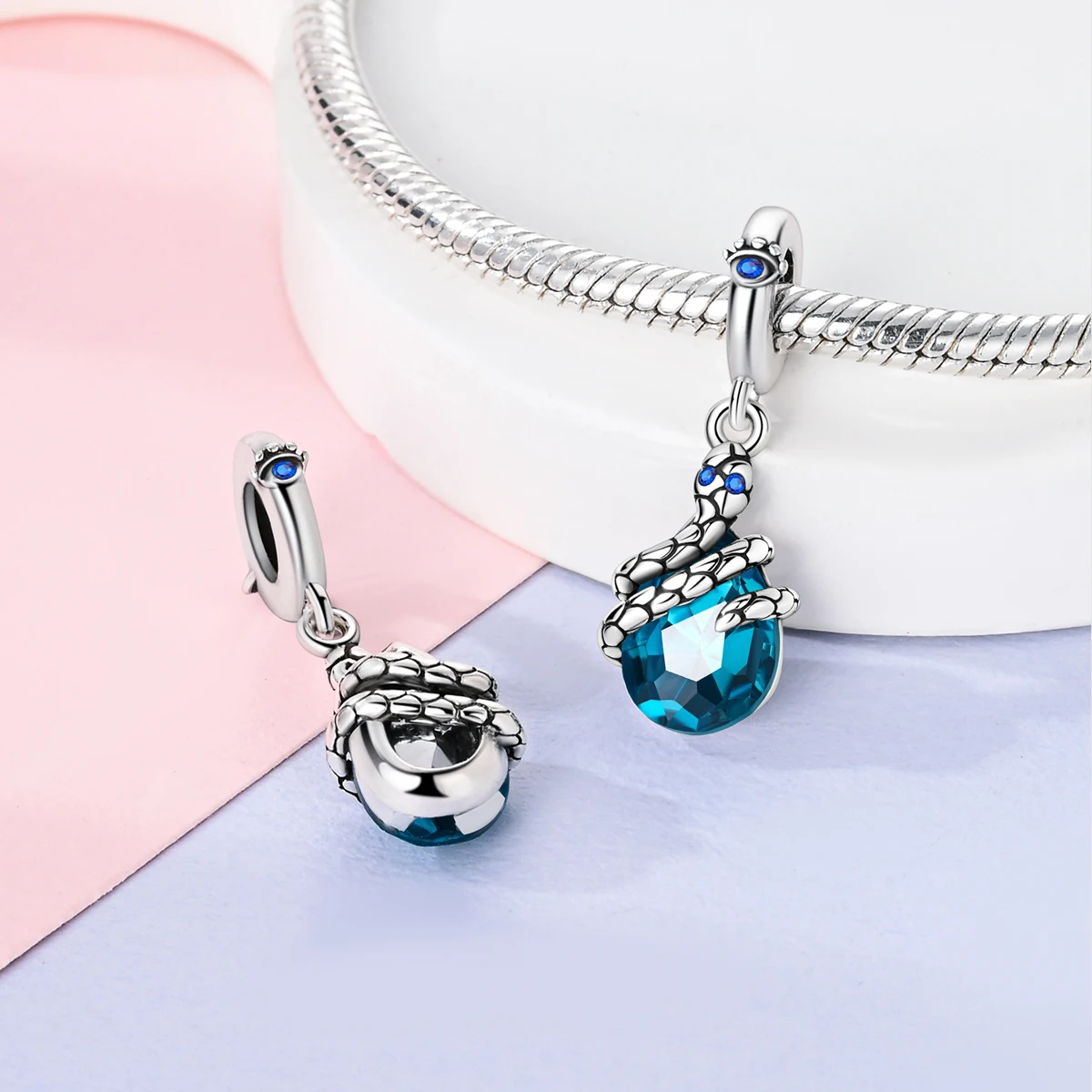 Flamingo Animal Beads Snake Sloth Monkey Peacock Charms Original 925 Sterling Silver Bracelet  DIY Women Making Jewelry Gifts