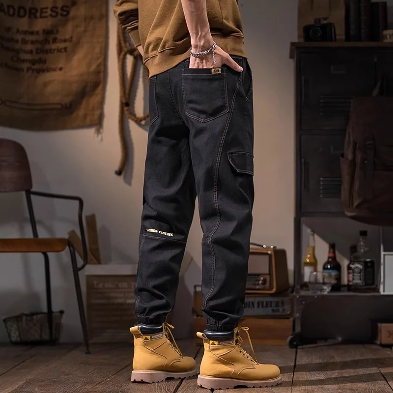 Pantalon Cargo de Style Safari pour hommes, Baggy Hip-Hop en Denim décontracté, tendance, rétro américain, résistant à l'usure, nouvelle collection 2025