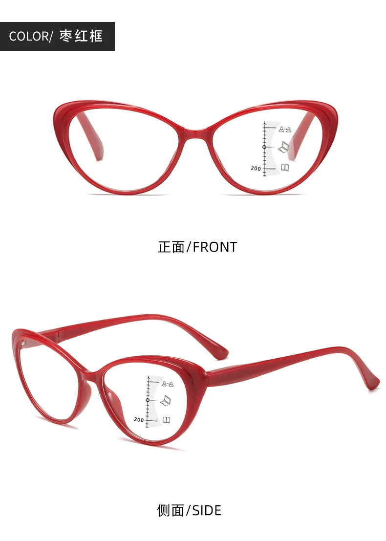 4-Farben-Progressive multifokale Lesebrille, Anti-Blaulicht-Brille, die sowohl für die Ferne als auch in der Nähe sehen können. Brillenbeine – Detail 9