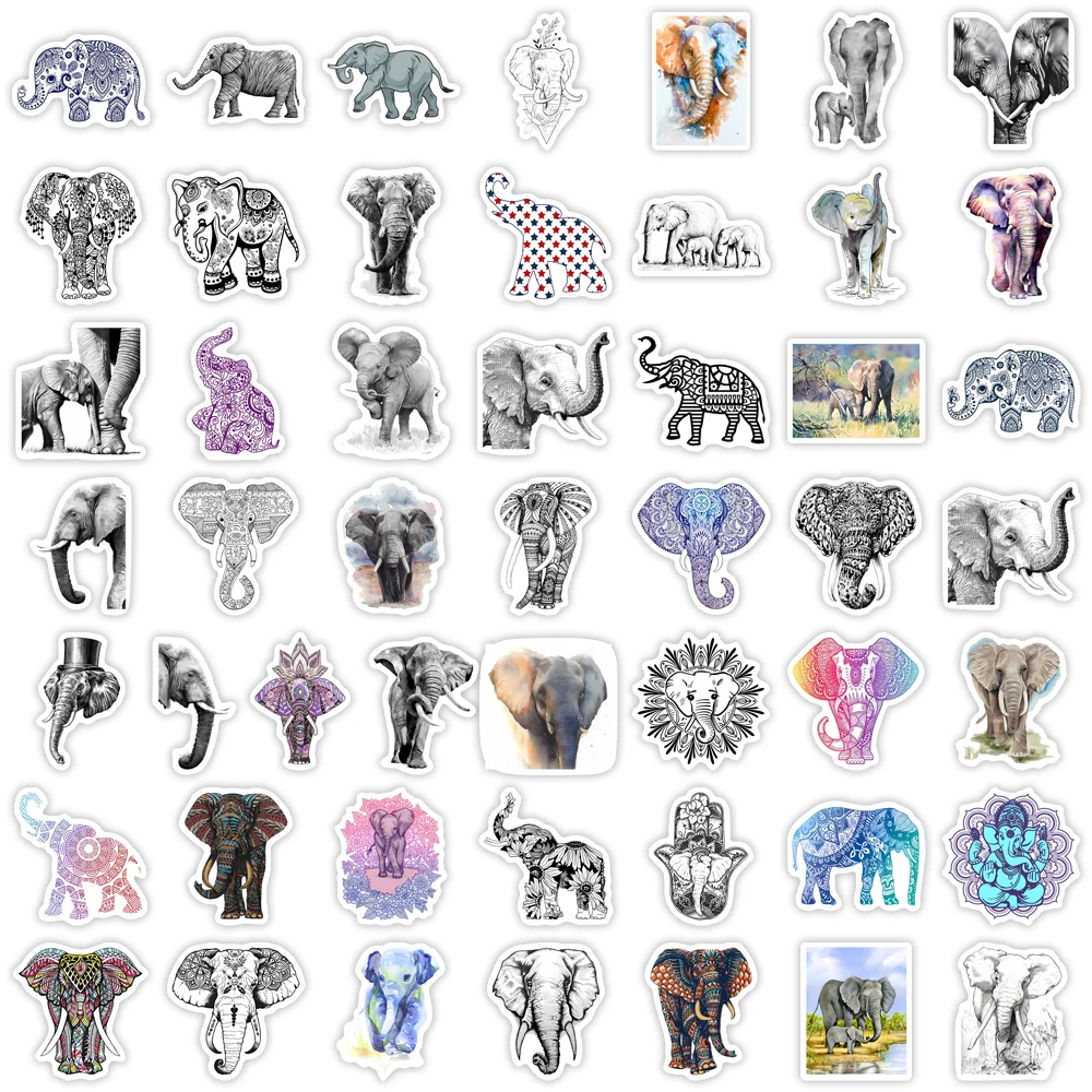 Cartoon Kawaii Elephant Stickers Cute Animal Aesthetic Decals DIY Laptop Luggage Motorcycle Phone Waterproof Child Toy PVC