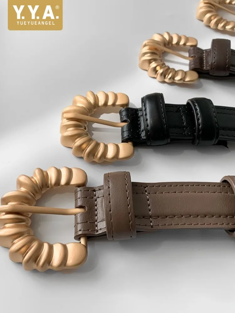 

Women Fashion Design Split Leather Belt Versatile Casual Elegant Office Ladies Pin Buckle French Style Waistband Length 105cm