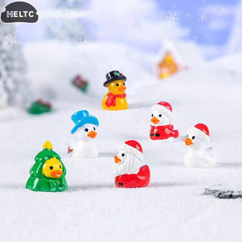 7 قطعة لتقوم بها بنفسك لطيف عيد الميلاد ليتل بطة صفراء دمية الثلوج المناظر الطبيعية اكسسوارات الديكور المشهد الصغير الحلي الصغيرة الحرف