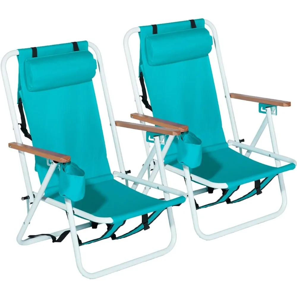 

2-Pack Lightweight Portable Folding Camping Beach Chair for Adults, Outdoor Lay Flat Folding Beach Chairs with 4 Positions, Bac