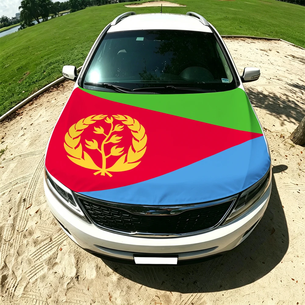 130x160cm Eritrea Car Hood Cover Flag, Elastic Windproof Patriotic Bonnet Banner Cheer for the competition