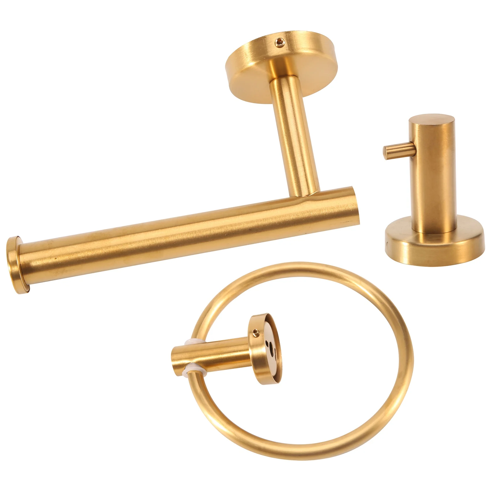 

Bathroom Hardware Accessories Set 3-Piece Gold Brushed Bathroom Hardware Sets Modern Towel Ring Robe Hook Hanger Toilet Paper