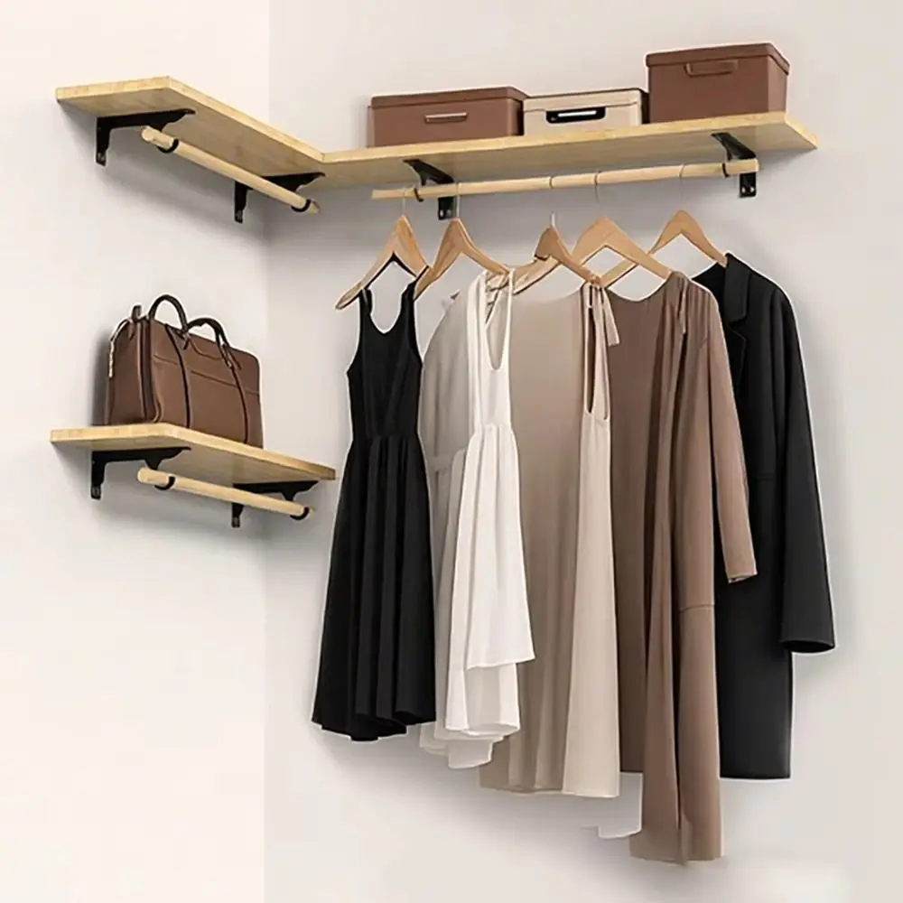 Heavy Duty Closet Shelf Bracket Hook Holder Sturdy Triangle Wall Mount Hanger Corrosion Resistant Rustproof