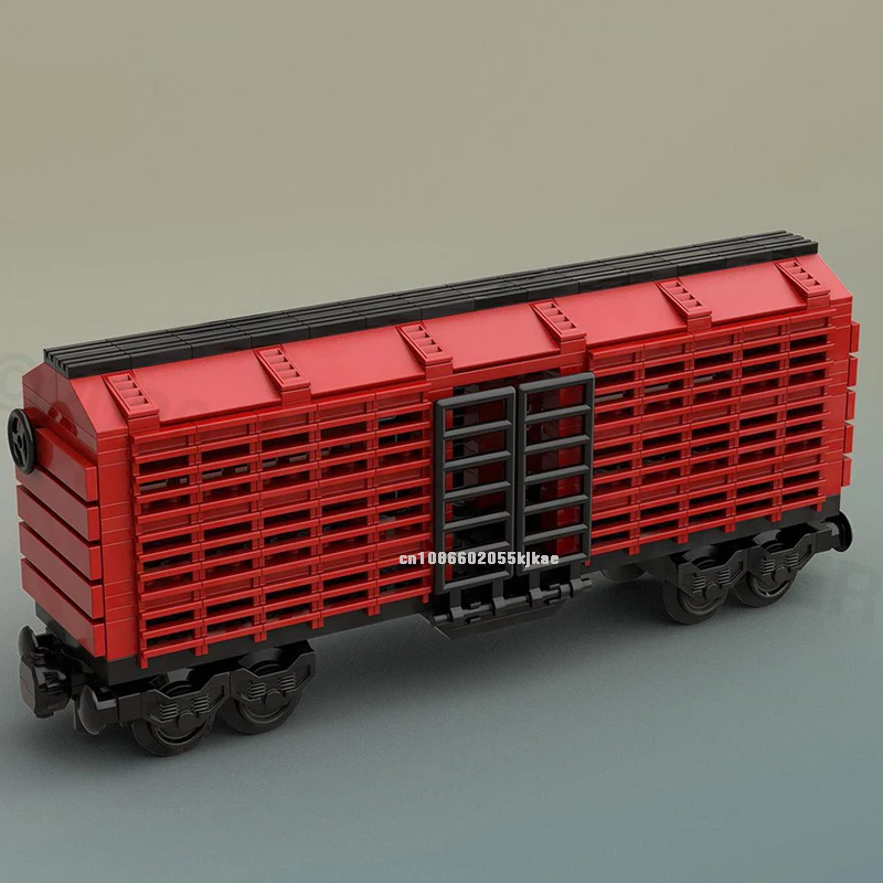 247PCS city industrial MOC 4 axles Cattle Freight wagon Cargo Train Car model DIY creative ideas ChildToy Gift technology Blocks