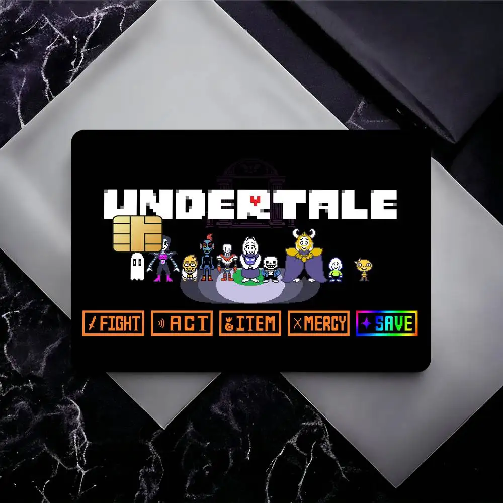 Game U-Undertale Toby Fox Film Skin Cover Credit Card Stickers 4PCS Debit Front Decoration Bank Bus Pass Waterproof